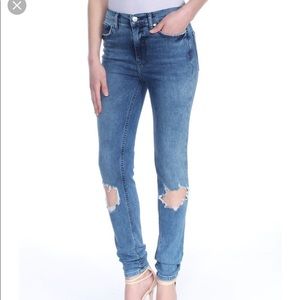 Free People Blue Busted Knee Skinny Jean Sz 28